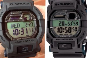 Perbandingan G-Shock GD-350 dengan tulisan VIBRATOR dan VIBE ALARM (sumber: philippinewatchclub.org)