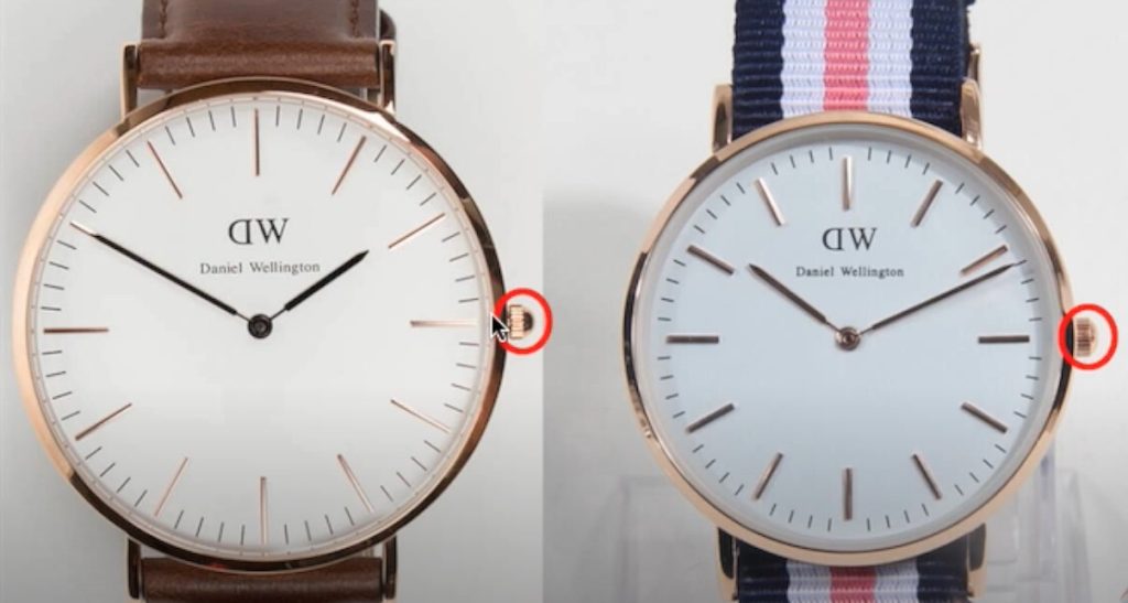Cara membedakan jam DW asli dan palsu dari crown. 