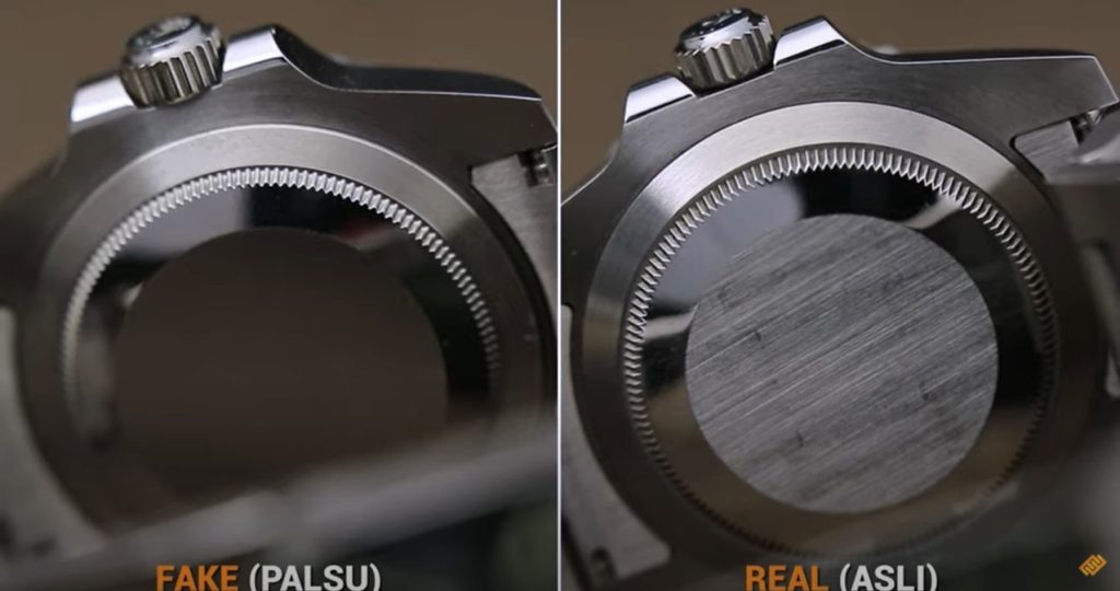 Cara Membedakan Jam Rolex Asli dan Palsu dilihat dari case back 