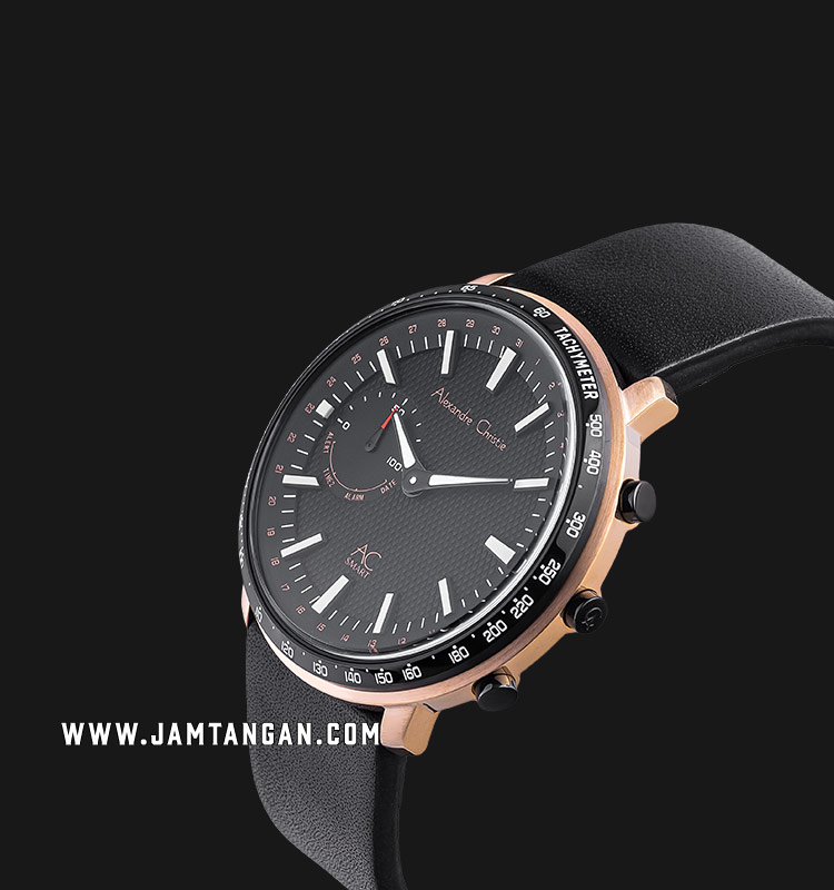Alexandre Christie AC S001 MF LBRBA Hybrid Smartwatch Men Black Dial Black Leather Strap