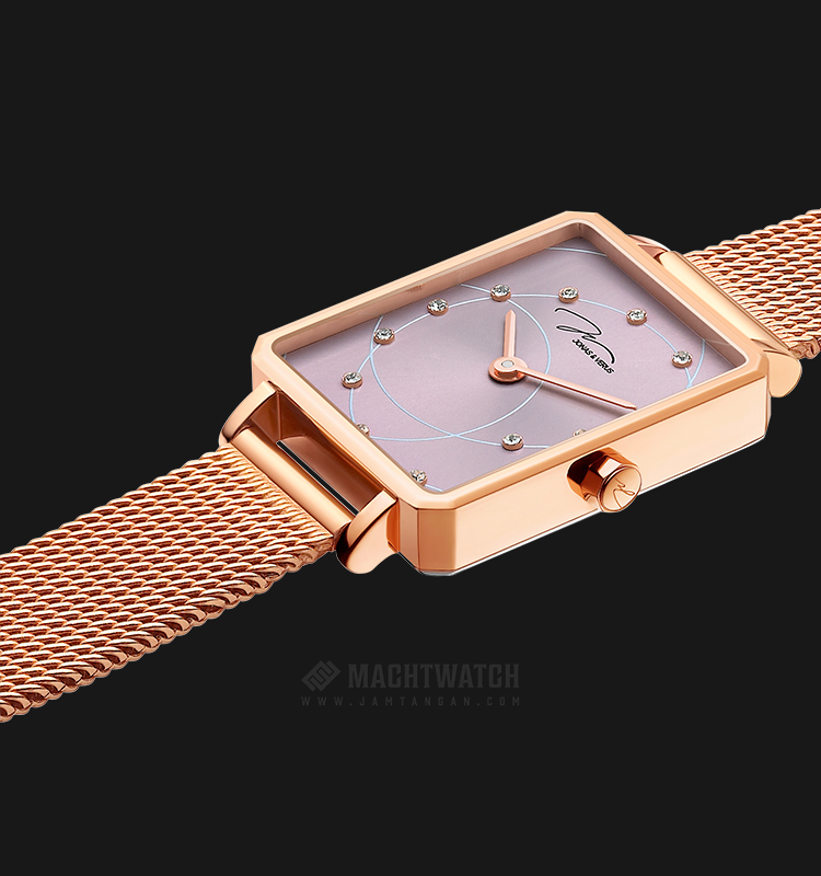 Jonas & Verus X02060-Q3.PPXBP Queen Collection Ladies Brown Sunray Dial Rose Gold Mesh Strap