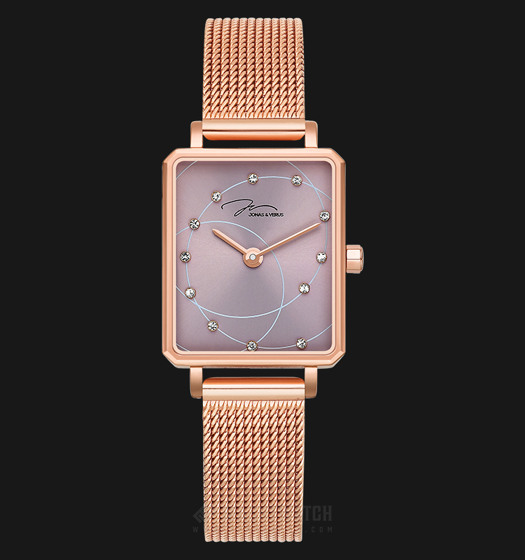 Jonas & Verus X02060-Q3.PPXBP Queen Collection Ladies Brown Sunray Dial Rose Gold Mesh Strap