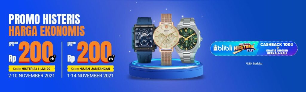 Banner Promo Cashback dan Diskon di Official Machtwatch Store Blibli