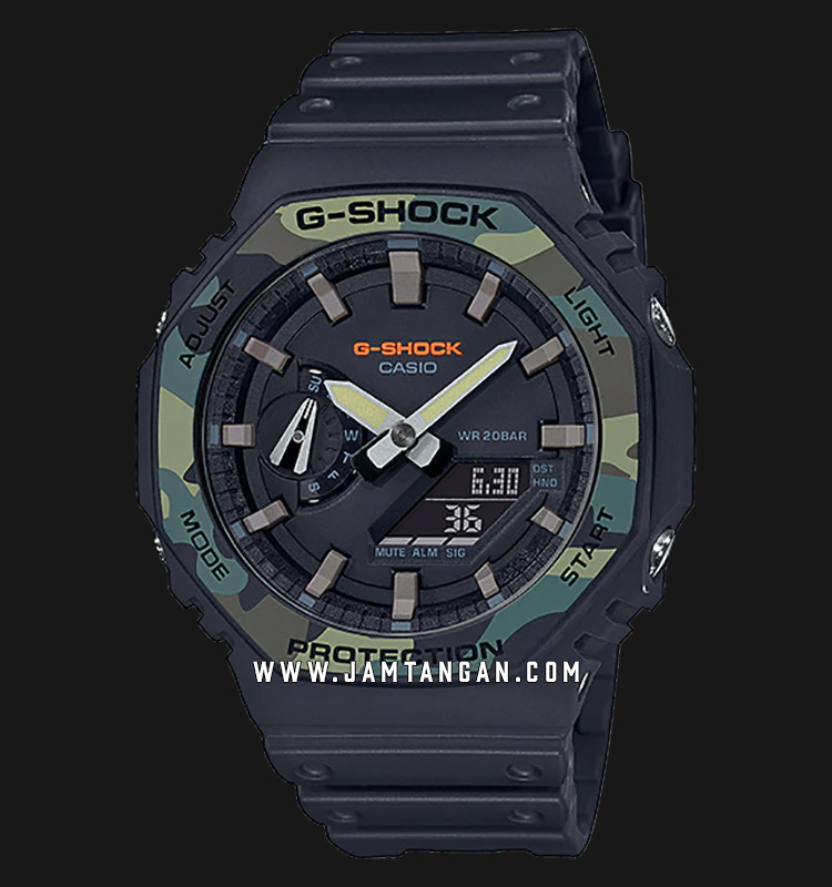 casio g-shock special colour ga-2100 su1adr black digital analog dial black resin strap