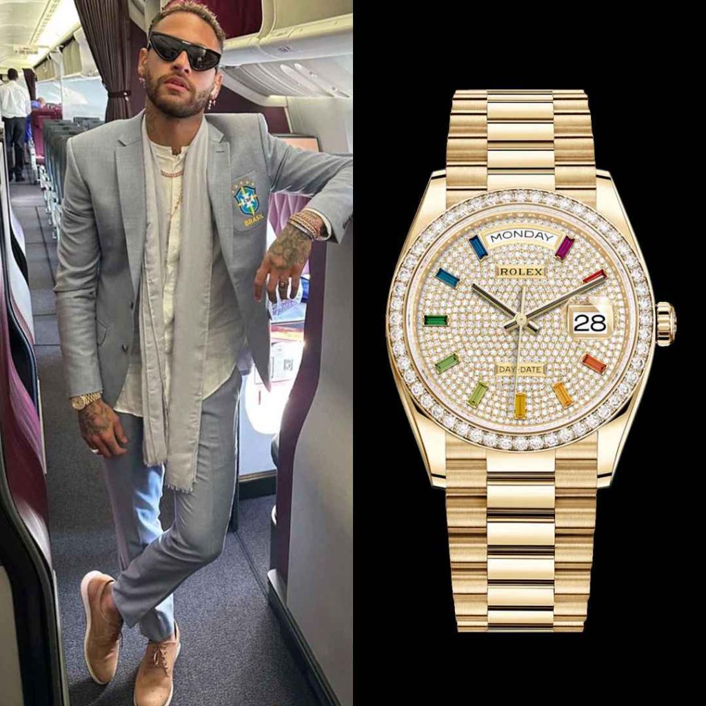 ​​Neymar menggunakan Rolex Day-Date 128348RBR.