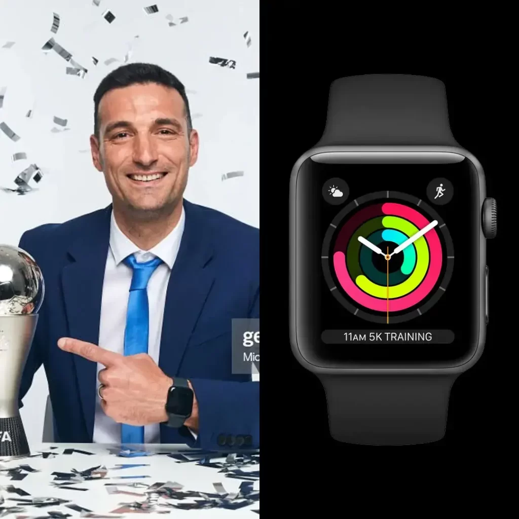 Lionel Scaloni menggunakan Apple Watch