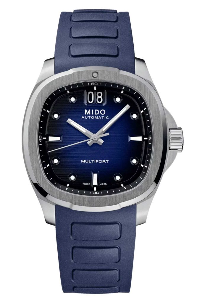 Mido Multifort TV Big Date M049.526.17.041.00 dengan blue dial dan blue rubber strap