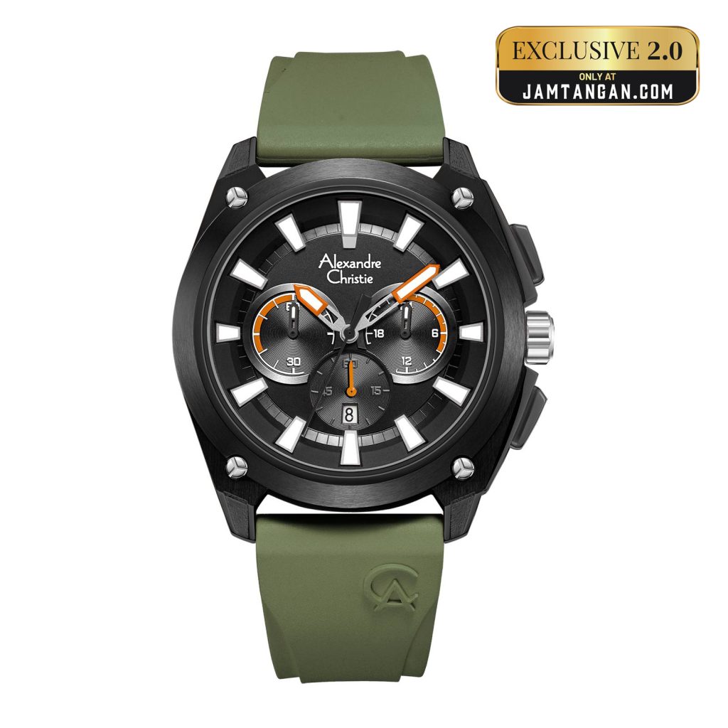 AC 6612 MC RTBBAGN dengan case hitam dengan strap hijau army