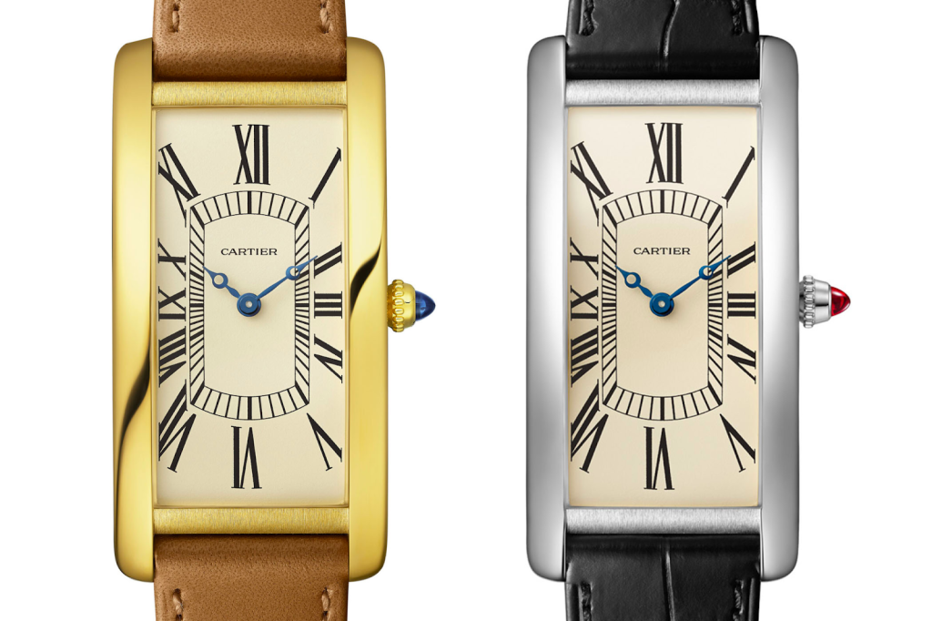 Cartier Tank Cintrée 2021 (kiri) dan Cartier Tank Cintrée Réédition 2023 (kanan)