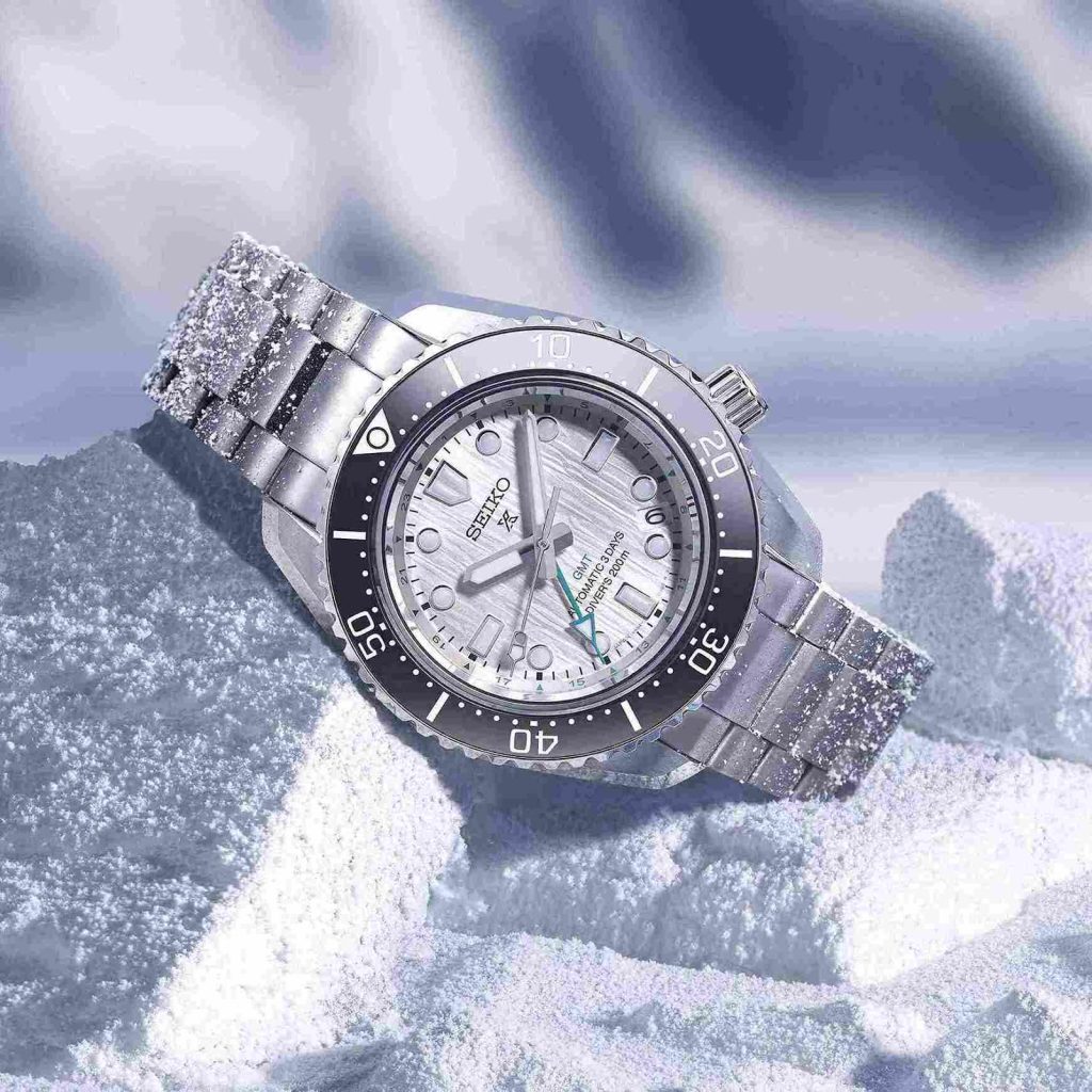 Gletser Putih di Dial Seiko Prospex SPB439 GMT Save The Ocean