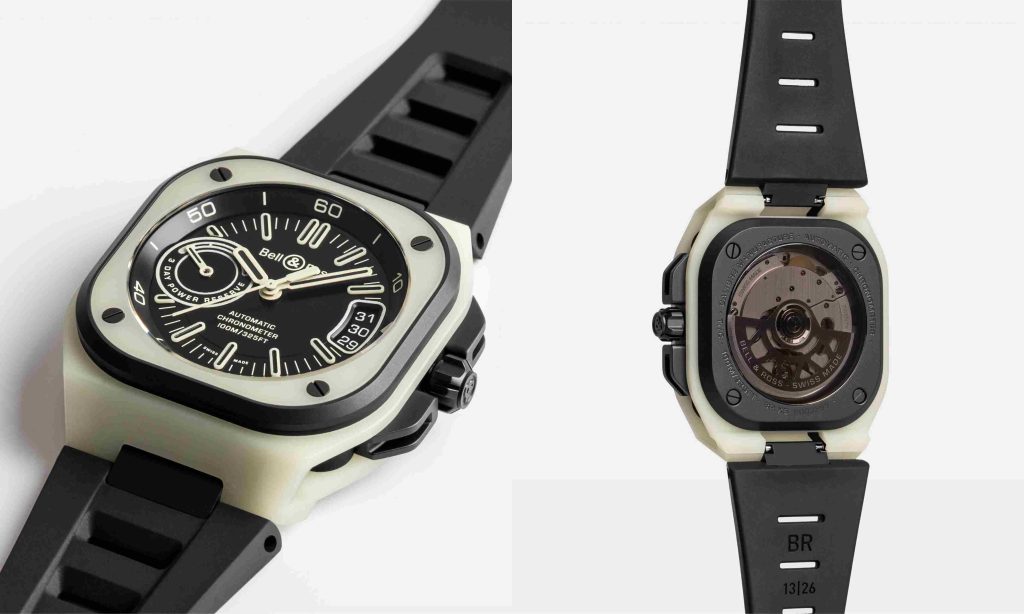 Tampilan case dan caseback Bell & Ross BR-X5 Green Lum
