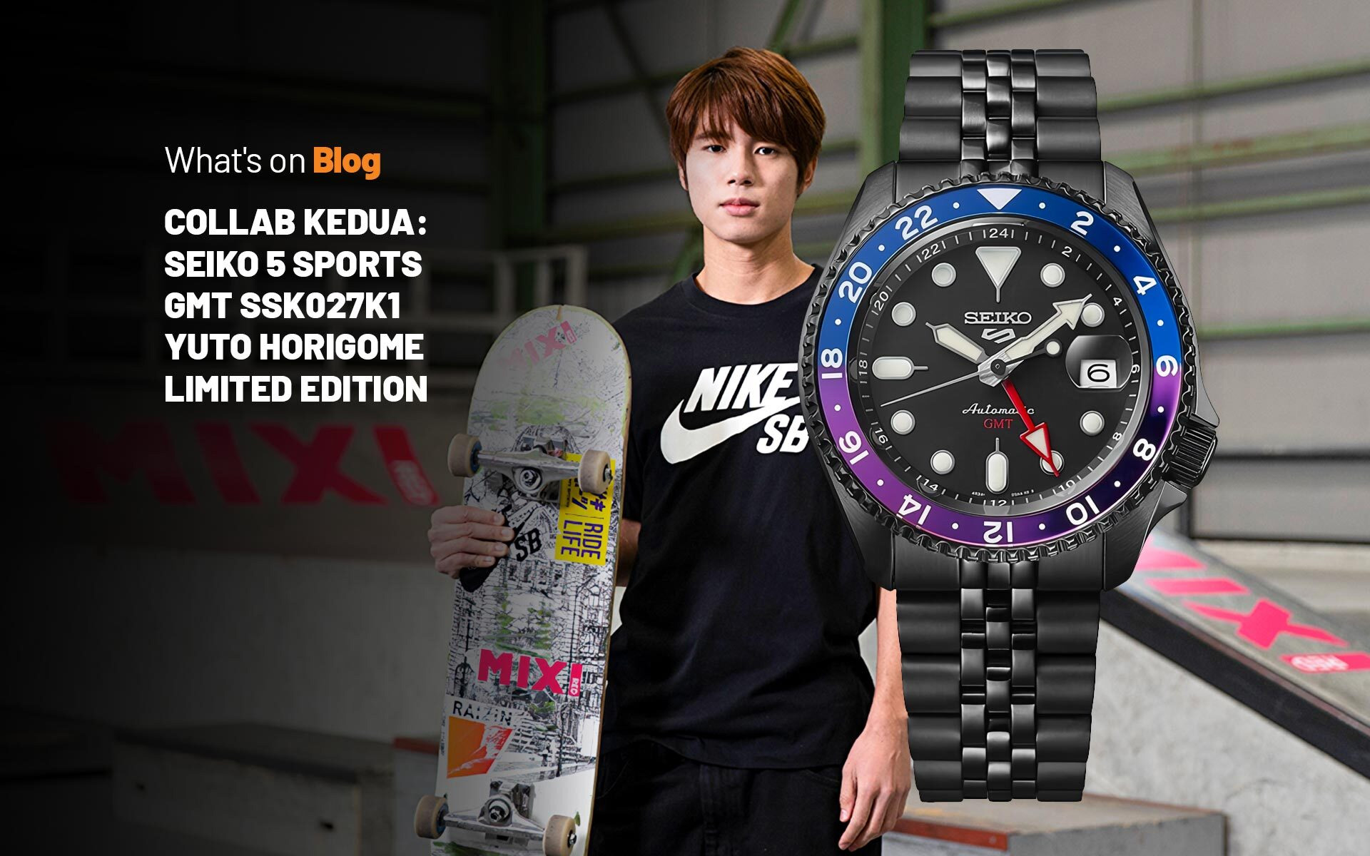 Kolaborasi Kedua Seiko 5 Sports GMT SSK027K1 Yuto Horigome