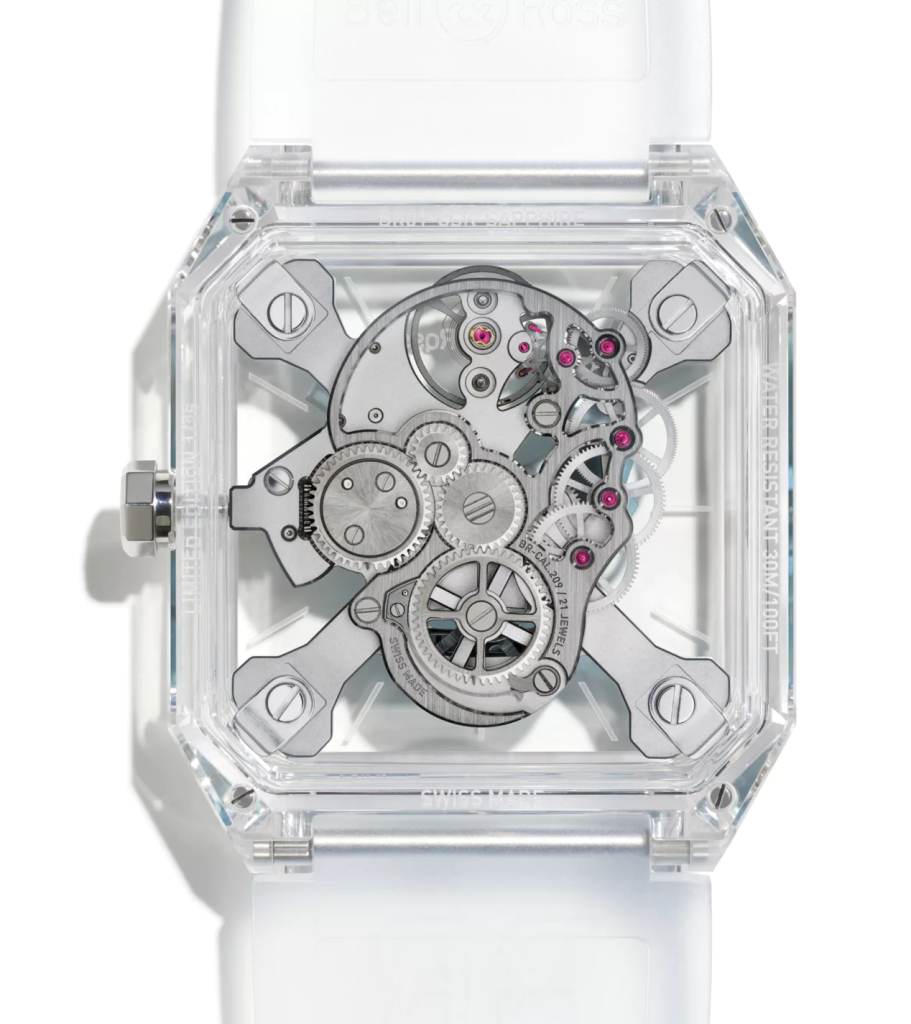Bagian caseback Bell & Ross BR 01 Cyber Skull Sapphire Ice Blue