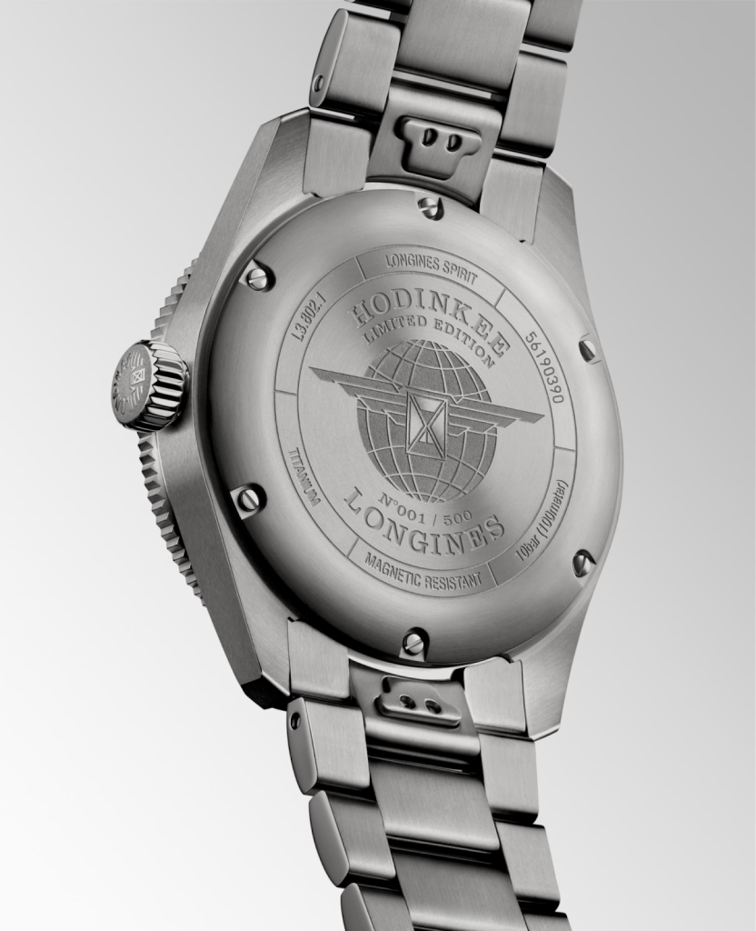 Bagian caseback Longines Spirit Zulu Time x Hodinkee Limited Edition
