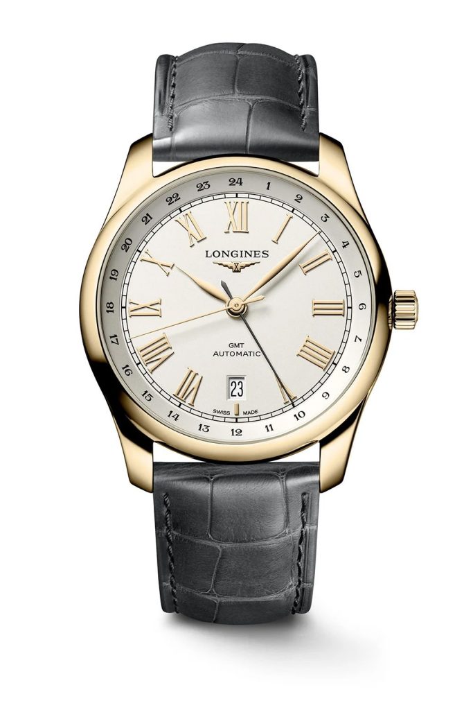 Longines Master Collection GMT L2.844.8.71.2 5N 18K rose gold.