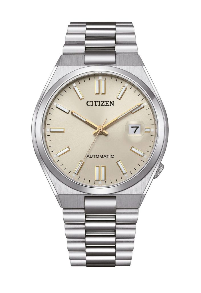 Citizen Tsuyosa Automatic NJ0151-88W dengan dial warna beige.
