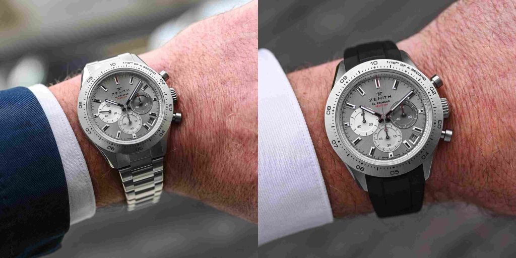 Zenith Chronomaster Sport Titanium saat dipakai di pergelangan tangan