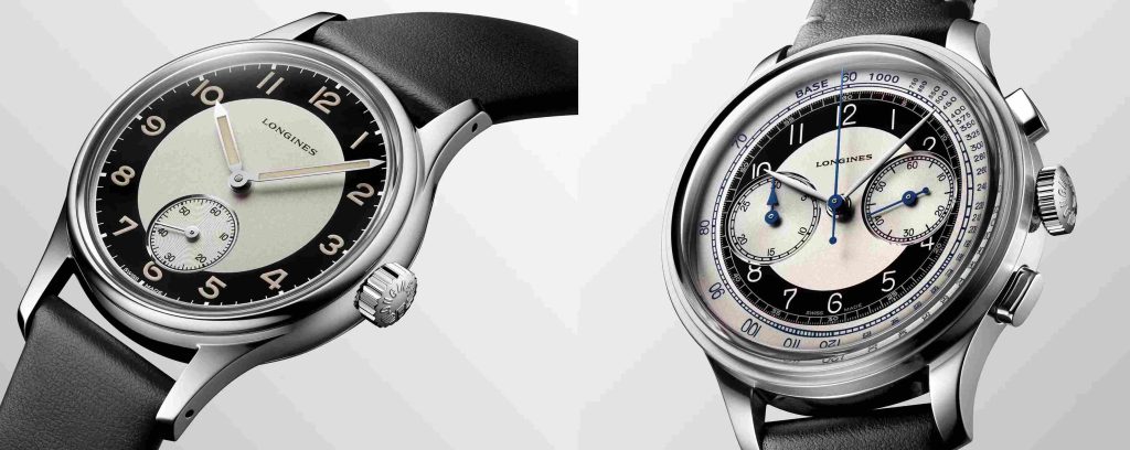 Longines Heritage Classic Tuxedo Small Seconds (kiri) dan Heritage Classic Chronograph Tuxedo (kanan)