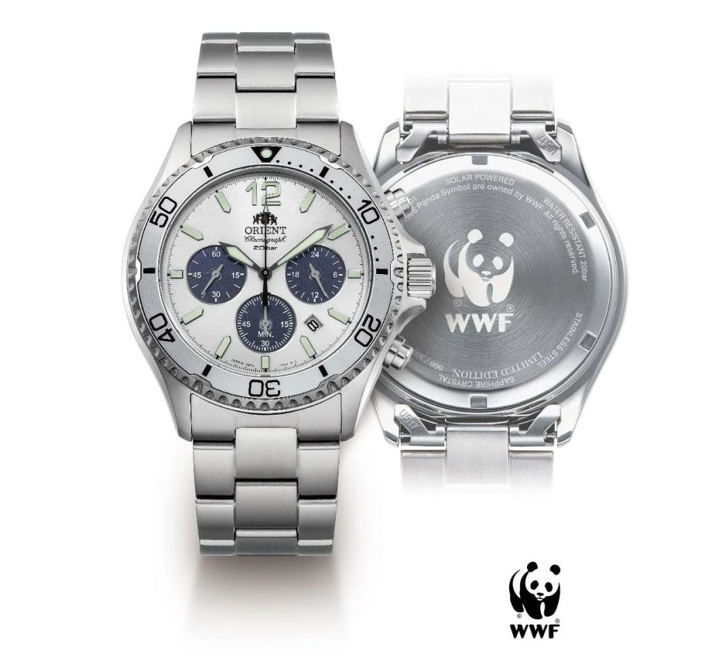 Orient x WWF Mako Solar Chrono Panda dibekali quartz sola power