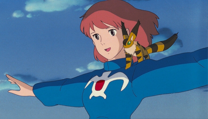Outfit Nausicaä dengan simbol warna merah-putih