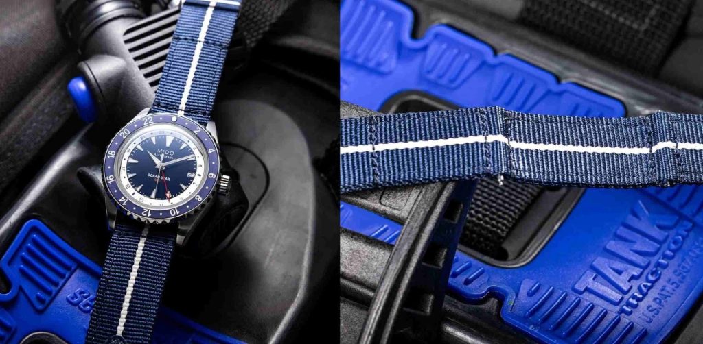 Nylon strap pada MIDO Ocean Star GMT “Shark Tooth” Special Edition