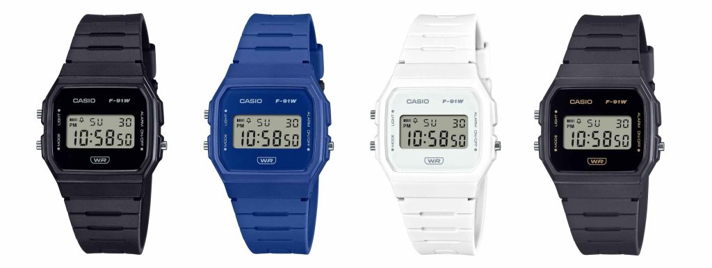 Empat model jam tangan Casio F-91WB