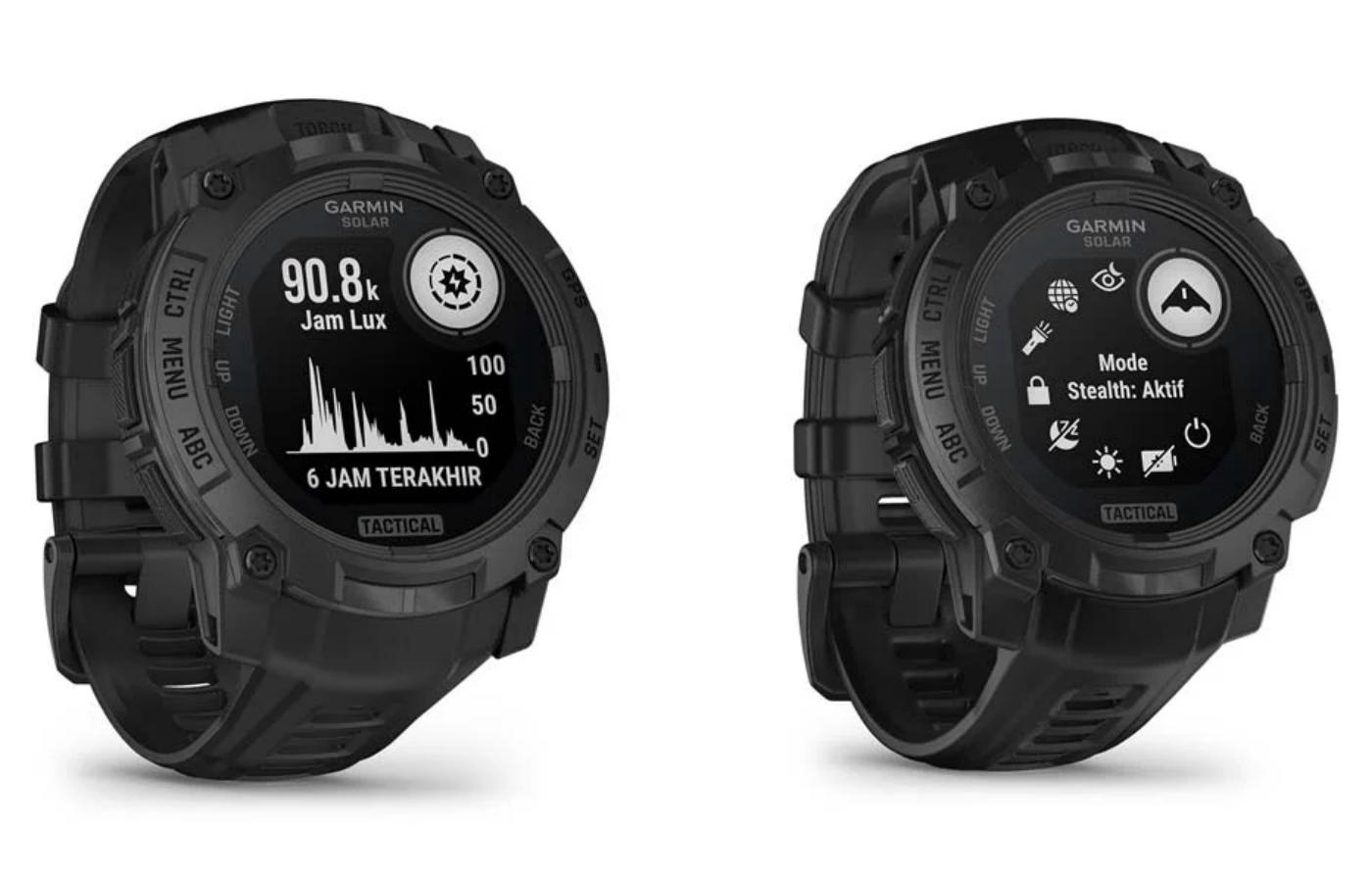Garmin Instinct 3 Tactical Solar 50 mm (kiri) 45 mm (kanan)