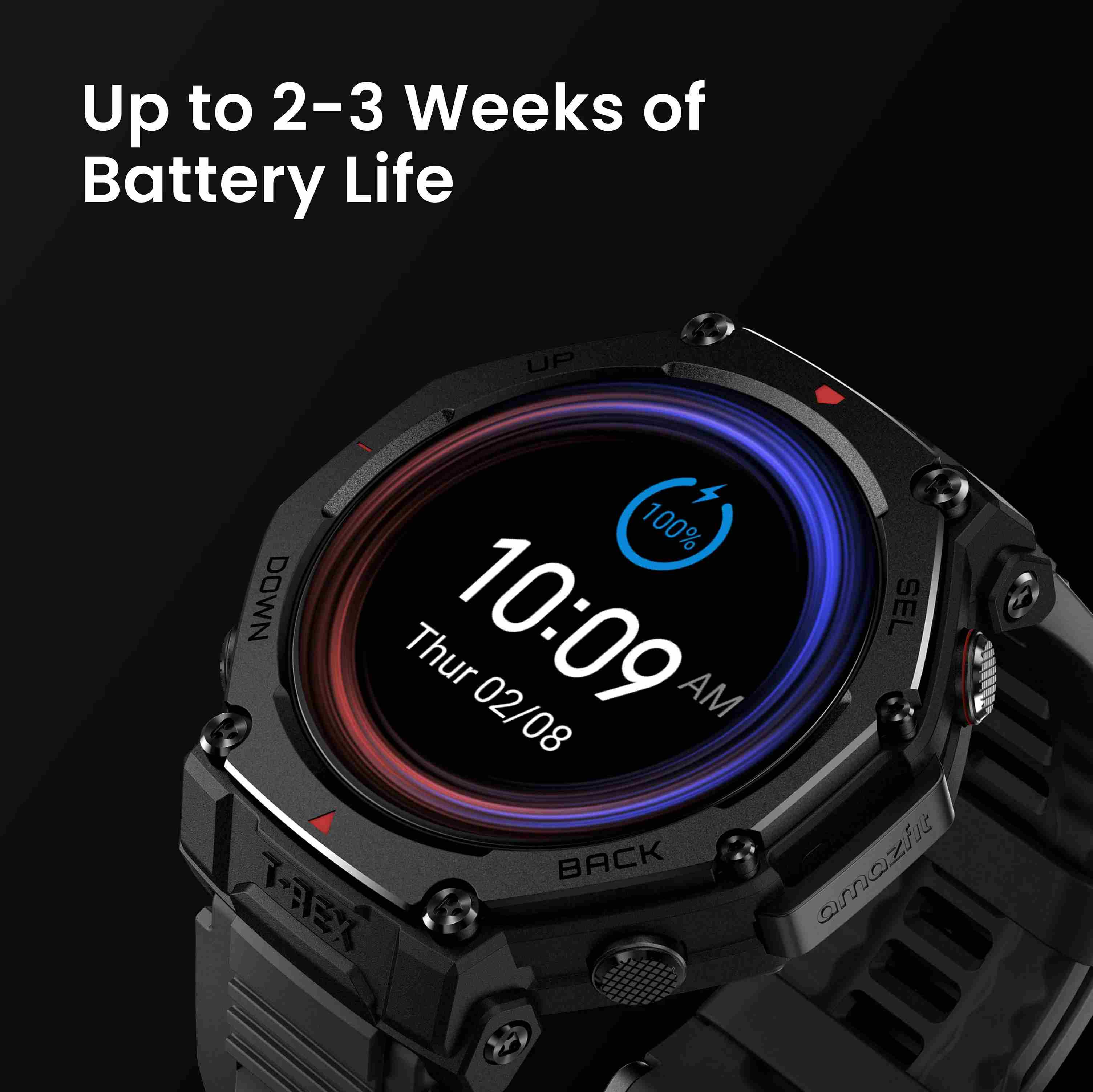 Daya tahan baterai yang lama pada Amazfit T-Rex 3 Pro Tactical Black 48 mm