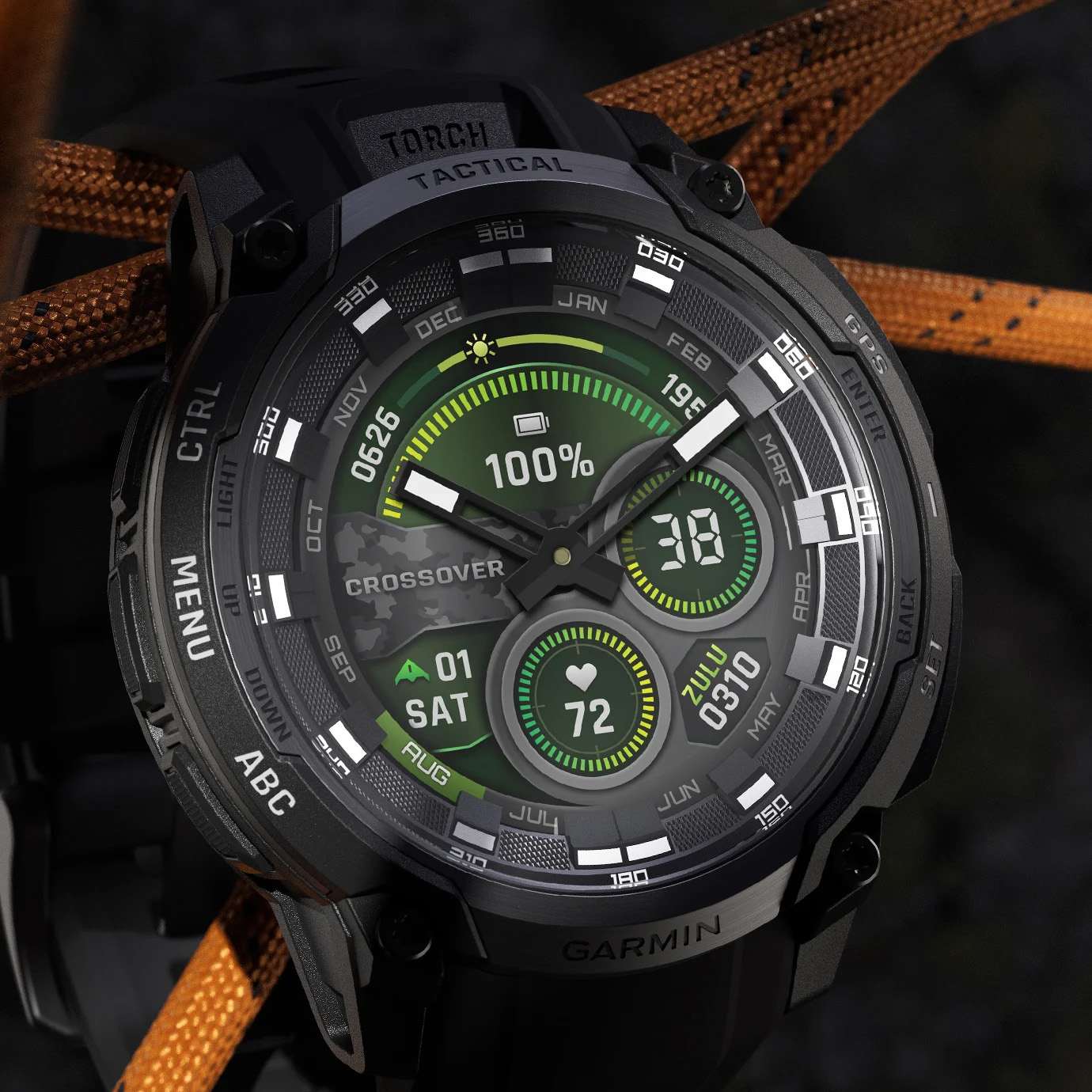 Display jarum jam analog pada Garmin Instinct Crossover AMOLED